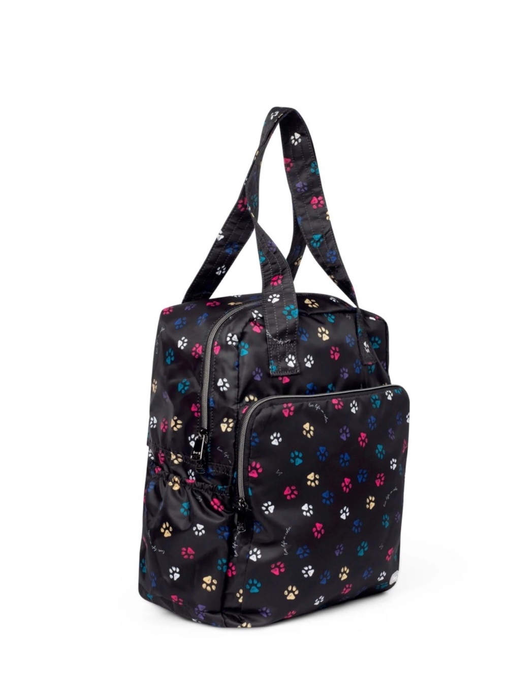 New Lug Ranger XL Packable Travel Tote Bag Paws Navy Dog Cat Print Black Luggage